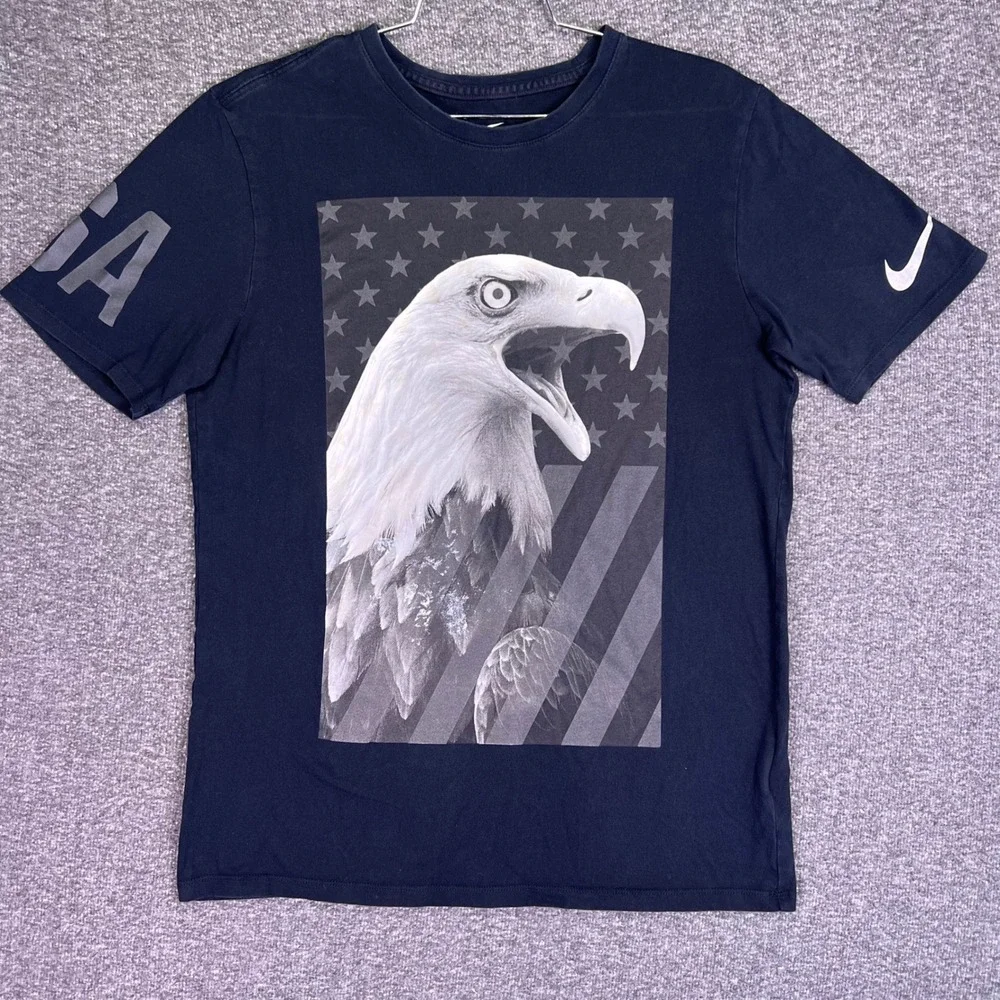 Nike Shirt Men M Navy USA Olympic Eagle Graphic Athletic Cut Casual Short Sleeve